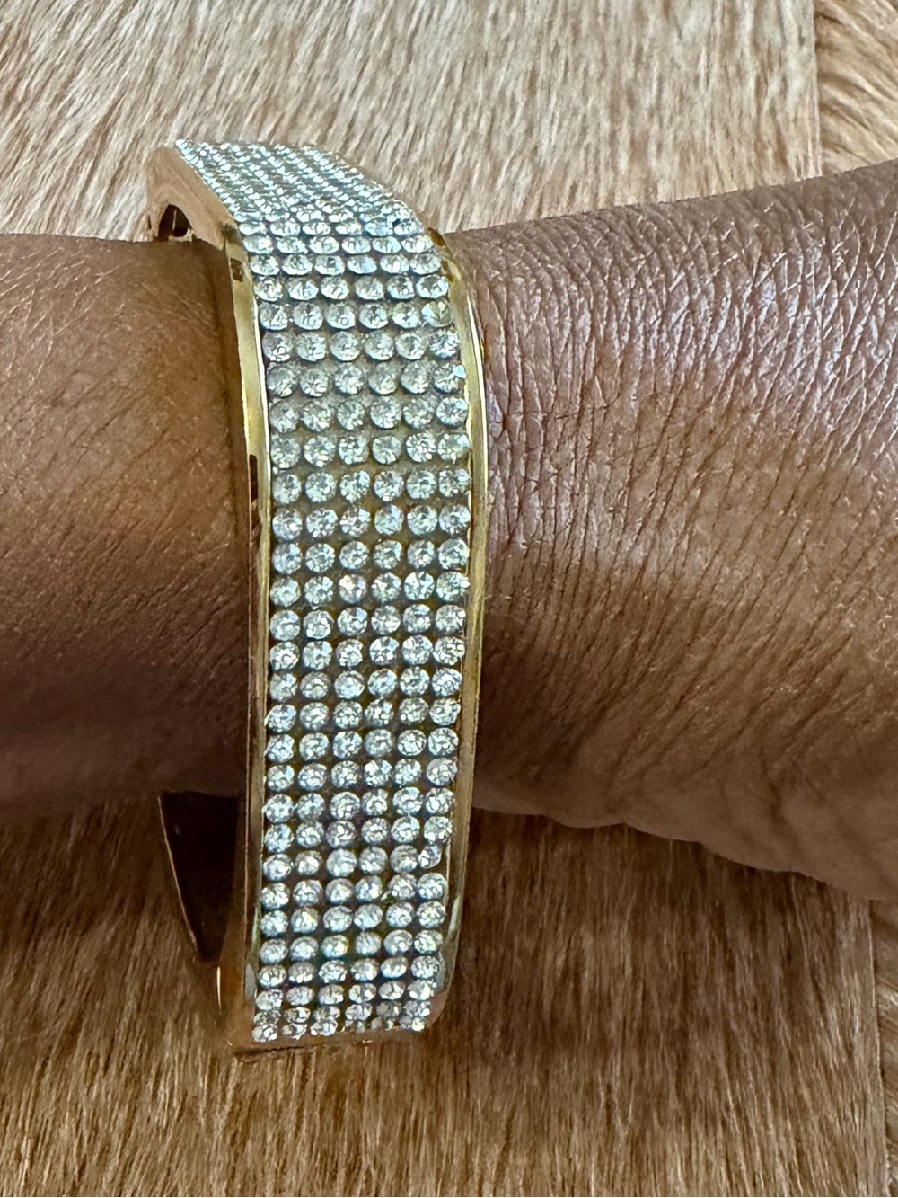 Gold Rhinestone Cuff Bracelet - Women Jewelry